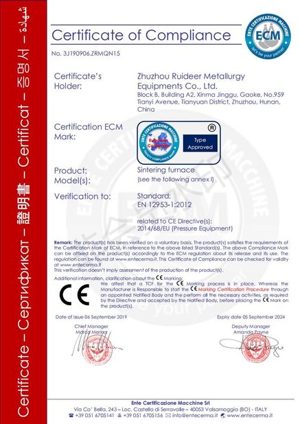 China Zhuzhou Ruideer Metallurgy Equipment Manufacturing Co.,Ltd certification